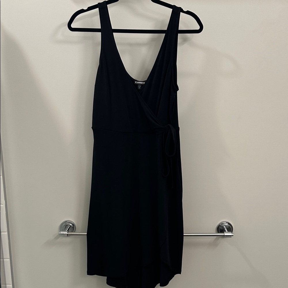 Express Black Sleeveless Wrap Midi Dress